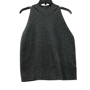 Gray Cable Knit Sleeveless Sweater, Size XL